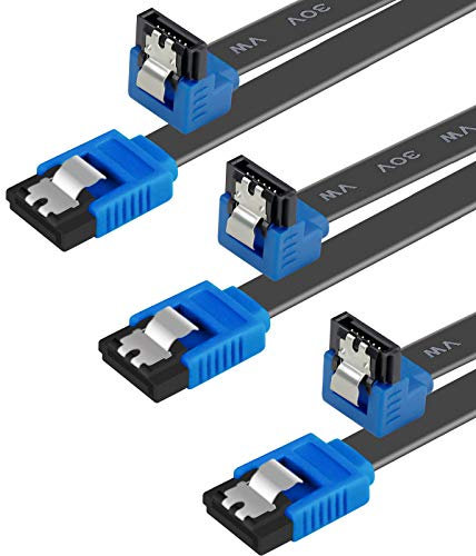 Benfei SATA-III-Kabel, 6 Gbit/s, rechtwinklig, 90 Grad abgewinkelt, mit Verriegelungsriegel, 45,7 cm, für SATA-Festplatten, SSD, CD-Treiber, CD-Brenner, 3 Stück