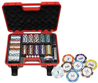 HAN'S DELTA Las Vegas Poker Club Chip Set 14 Gram for Texas Hold'em, Blackjack, Casino Gambling with Case, Cards, Dealer Button