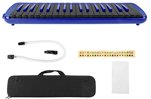 Melodica, 37 Key Melodica Blowpipe Wind Musical Instrument Suitable for Beginner Practice + Bag F37s(Blue)