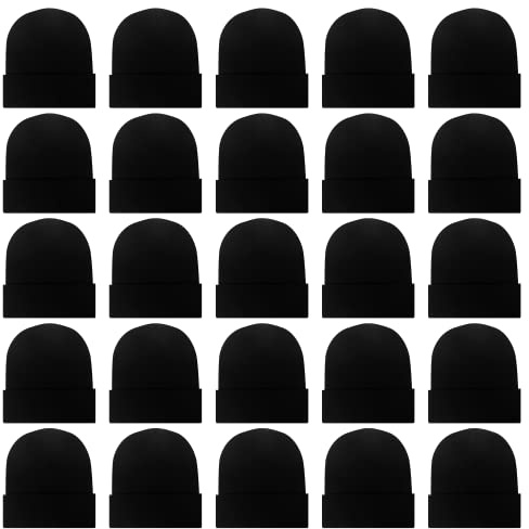 LYDTICK 25 Pack Winter Beanie Hats Bulk for Men Women, Wholesale Knit Beanies Cold Weather Skull Caps, Black