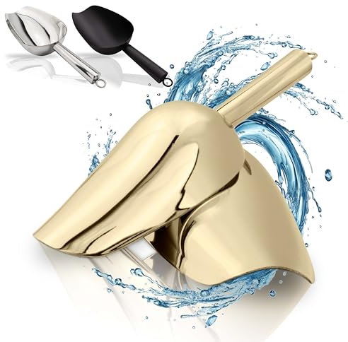 ERMENT - Pelle en acier inoxydable de qualité supérieure (100 % inoxydable et stable) Pelle à farine, pelle à glace, pelle à café en or (L)