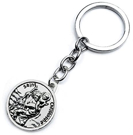 CUSTOMprivé. Porte clés Saint Christophe protection des voyageurs moto motard biker auto voiture. Médaille porte clef protecteur
