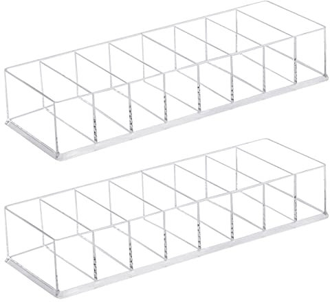 2 Stk Kosmetik Organizer 8 Fächern Make-Up Aufbewahrungsbox Lippenstift Organizer Nagellack Lippenstifthalter Arcyl Transparent Schminktisch Organizer für Schlafzimmer Waschtisch Schminktisch Schrank