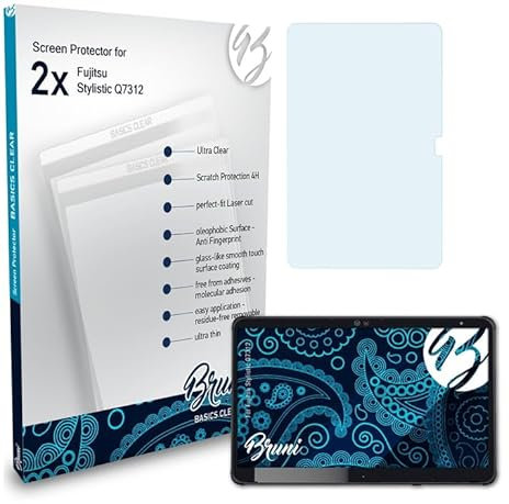 Bruni Schutzfolie kompatibel mit Fujitsu Stylistic Q7312 Folie, glasklare Displayschutzfolie (2X)