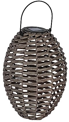 Eglo Solar-LED Flecht-Tischleuchte grau groß