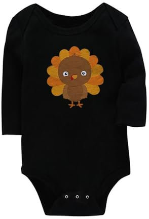 Träger Bodys Mädchen 86 Kleinkind Herbst Junge Und Mädchen Langarm Brief Print Strampler Bequeme Hause Tragen Overall Thanksgiving Baby Body Ballettanzug Langarm Mädchen (Black, 3-6 Months)