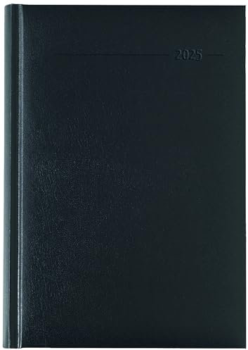 Zettler - Buchkalender Balacron 2025 schwarz, 15x21cm, Taschenkalender im Tucson Einband mit 320 Seiten, 7 Tage auf 6 Seiten, Adressteil, Monats- und Jahresübersicht und internationales Kalendarium