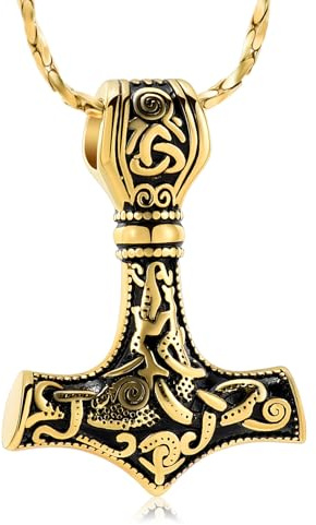 AIWENXI Tors hammare kremering smycken män urna halsband kvinnor keltiska knutar nordisk viking minne människa/husdjur aska hänge askhalsband lås souvenir smycken
