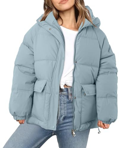 NAFING Doudoune Femme Duvet, Veste D'hiver Femme Zippée Blouson Avec Capuche Légère Doudounes De Randonnée Femme Parka Hiver Manteau Chaude Anorak Confortable Doudoune Duvet Matelassé