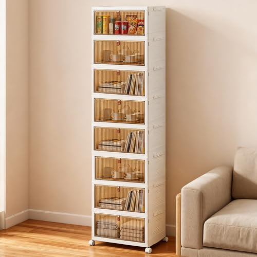 8 Stück Aufbewahrungsbox mit Deckel, 23L Stapelbare Aufbewahrungsboxen mit Rädern, Faltbare Durchsichtig Stapelboxen mit deckel für Haus und Büro Organisation und Lagerung