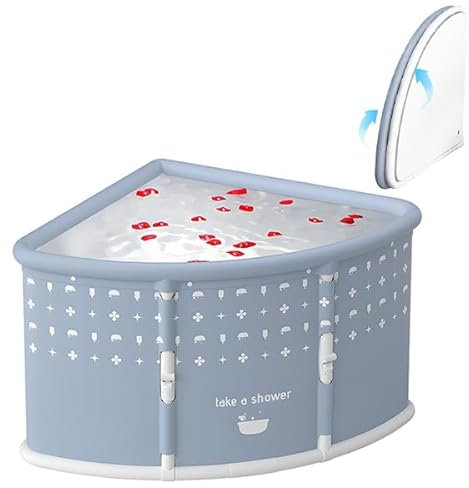 RFEGJVII Baignoire pliable en forme de ventilateur, baignoire de trempage portable pour adulte, grande baignoire autoportante avec grande baignoire d'angle profonde et spatiale, conduite compacte pour