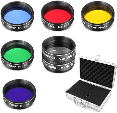 Astromania 1.25 Inch Telescope Accessory Case - Bundle with - 1.25-Inch Telescope Eyepiece Filter Set