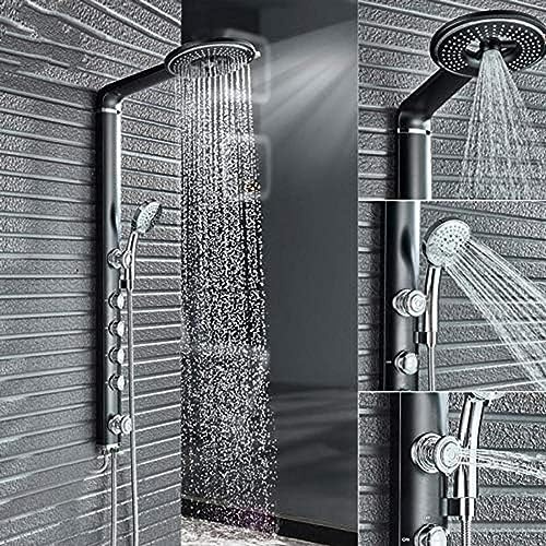 svart duschpelare väggmonterad duschkranset regnduschhuvud med kroppsmassagestråle duschblandartorn ingen blandarventil Household faucets