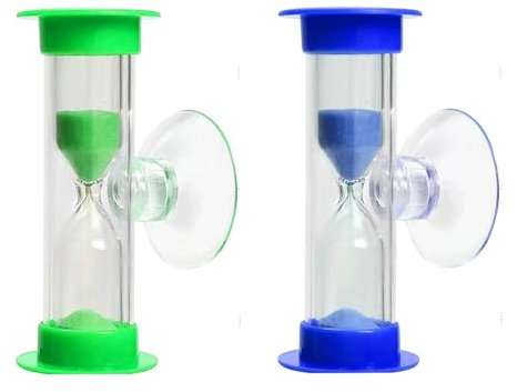 GIONAR 2 pezzi clessidra lavarsi i denti per bambini, clessidra blu, 3 minuti, clessidra verde, 2 minuti, timer per lavarsi i denti, orologio per dentatura, orologio per bambini, set di clessidra per