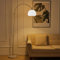 Warmiehomy Arc Floor Lamp for Living Room, Modern Adjustable Standing Lamps with White Bell Shade and Marble Base, Tall Thin Standing Light for Bedroom Study Lounge Reading Working, Chrome Finished