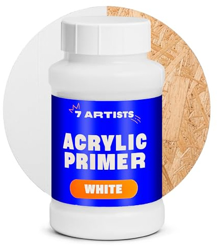 7 Artists Primer Imprimacion Blanca 500 ml – Gesso Acrilico Universal a Base de Agua para Lienzo, Madera y Papel | Primer para Pintura Acrilica, Oleo y Manualidades | Acrylic Gesso Artístico