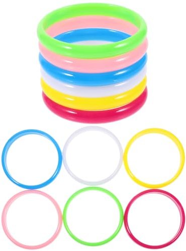 HEALSOPTHY Lot De 12 Bracelets Joncs En Plastique Coloré Bracelets Pour Femmes Et Filles Faciles À Porter Effet Décoratif Poignet Pour Créer Vos Bijoux Et Compléter Un Déguisement