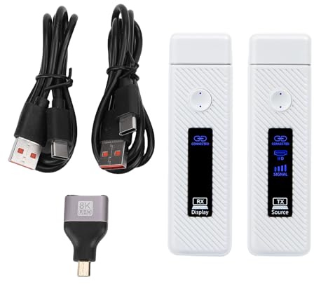 Gugxiom sans Fil HDMI Émetteur et Récepteur, 4K Décoder 1080P Sortie sans Fil HDMI Extender Kit avec Double 5G 2.4G pour Projecteur TV Box Ordinateur Portable (White)