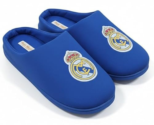 Real Madrid Zapatillas de casa para Niño y Adulto – Oficiales, cómodas y acolchadas (tallas 30/31 a 45/46) (Azul, 36/37, Sistema tallas calzado EU, Adolescente, Números (rango), mediano, 36, 37)