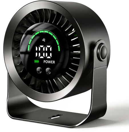 Ventilatore da Tavolo Silenzioso Batteria 4000mAh, Display LED e Regolazione Continua 1-100, Autonomia 17 Ore Ricarica USB-C, Rotazione 360° per Ufficio Silenzioso e Notte Fresca in Camera da Letto