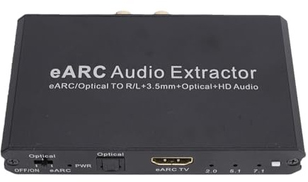 Jectse EARC Optisk Ljudextraktor, EARC Till Optisk HD Multimedia 3,5 Mm Ljudomvandlaradapter för TV, med Stöd för 7.1 5.1 2.0 Kanaler 24bit 192KHz