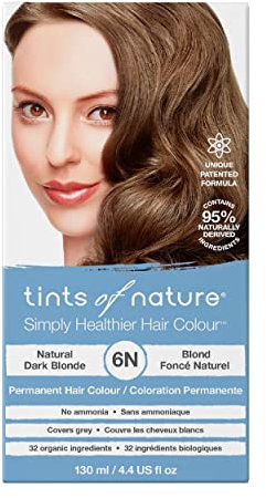 Tints of Nature 6N Natural Dark Blonde Permanent Hair Dye, Nourishes Hair and Covers Greys, Ammonia-Free 130ml