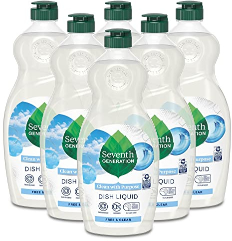 Seventh Generation Dish Liquid Soap, Free & Clear, 25 Oz, Pack of 6