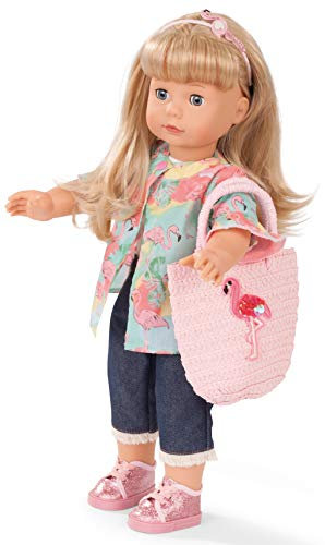 Götz 1990310 Precious Day Girls Jessica Puppe Flamingo Love - 46 cm große Stehpuppe, blonde lange Haare, blaue Schlafaugen 7-teiliges Set