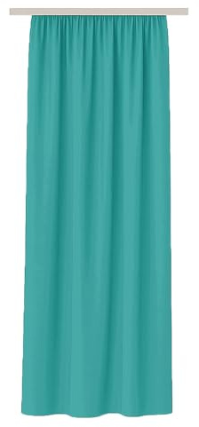Bestlivings Cortina Opaca a la Vista (140x175 cm / 1 Unidad) Cortina Lisa (Turquesa) con Cinta fruncidora/Cinta Universal, Cortina Decorativa para Ventana o balcón