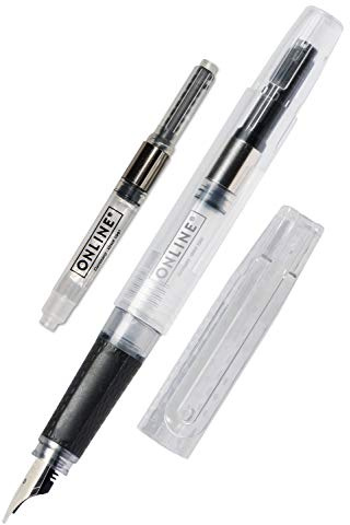 ONLINE Füllhalter Bachelor,transparenter Füller,breite Kalligrafiefeder 0,8 mm, für Standard-Tintenpatronen, ergonomisches Griffstück, nachhaltiger Konverter, für Lettering/Bullet Journal/Kalligrafie