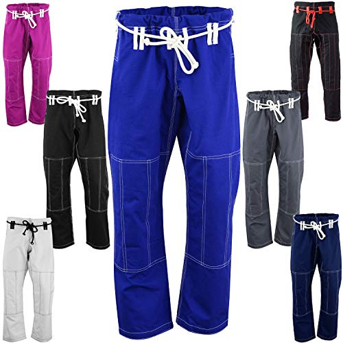 Roar BJJ Gi Pants Brazilian Jiu Jitsu Gi Martial Arts MMA Grappling Kimono New (US, Numeric, 0, Regular, Regular, Blue/White)
