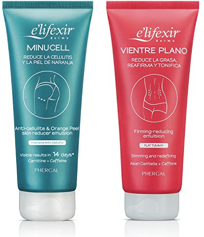 Elifexir Vientre Plano + Minucell Gel Reductor de Abdomen + Crema Anticelulítica, Reduce la Grasa Abdominal, la Celulitis y la Piel de Naranja, 200ml + 200ml