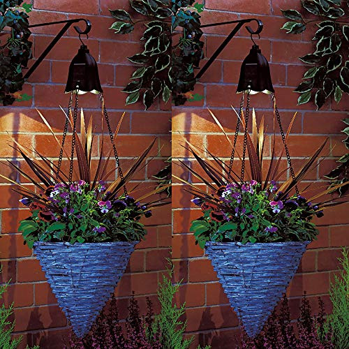 Taylor & Brown Solar Powered Hanging Led Basket Lights Flower Planter Outdoor Garden Landscape Spot Light with Chain (2 Pack)