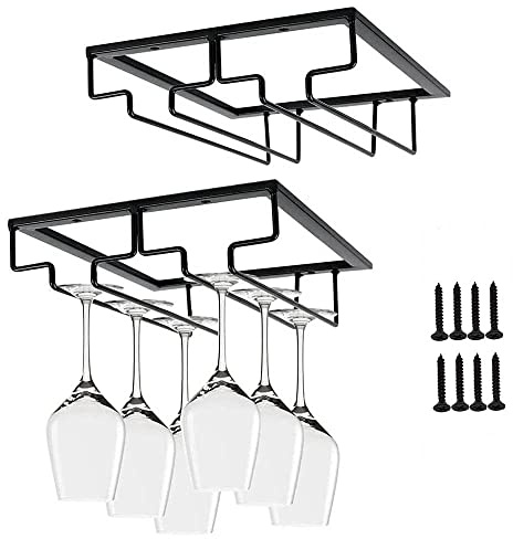 DDGG 2 Piezas Soporte para Copas de Vino de Metal, Estante Colgante para Copas, Soporte para Colgar Copas de Vino, Soporte de Acero para Colgar Copas en la Cocina, para Cocina, Bar o Restaurante