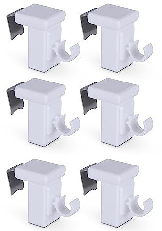 Bestlivings Klemmträger Weiß 6er Pack - für Cafehausstangen Ø10mm - Fensterrahmen 10-27mm - Klemmfix Dekohaken - Universal Fensterhaken zur Fensterdekoration