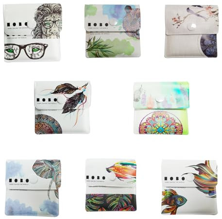 Heloner 8 PCS Portable Pocket Ashtray Pouch, PVC Fireproof Reusable Environment Friendly Ashtray Pouch for Outdoor or Travel Use (8 styles)