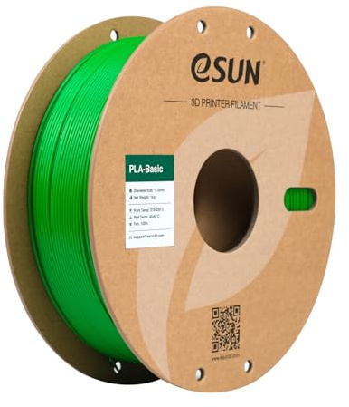 eSUN Filamento PLA 1,75 mm, filamento di Basic PLA per stampanti 3D Precisione dimensionale +/- 0,05 mm, bobina da 1 kg (2,2 libbre) Filamento PLA veloce per stampanti 3D, Verde