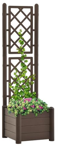 ShGaxin Jardinera con Enrejado, Arriate, Macetas para Flores Y Plantas, Macetero Exterior, Arriate Huerto, Huerto Domestico, PP Moca 43x43x142 cm