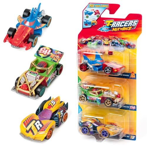 T-Racers Mix ´N Race 3 Pack – Pack de 3 Coches coleccionables. Coches Desmontables por Dos Partes y con Piezas Intercambiables. Pack 11/12