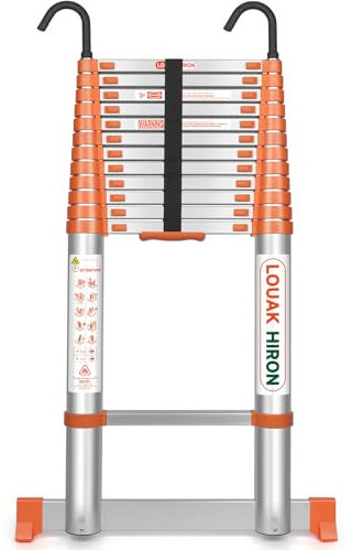 Alu Teleskopleiter 5.1M Ausziehbare Leiter, Klappleiter Stehleiter Rutschfester, aus hochwertigem Aluminium Ausziehleiter Mehrzweckleiter Haushaltsleiter