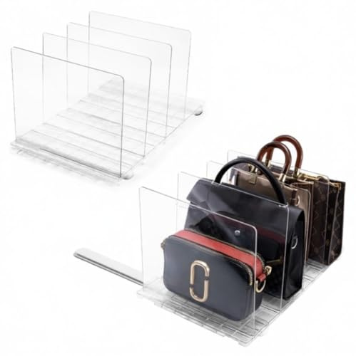Neatify Organizador bolsos armario con raíles extraíbles | 2 PCS | Separador bolsos ajustable | 10 divisores en total para ordenar bolsos mujer y accesorios | Divisor baldas vestidor