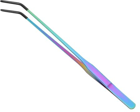 CAPASTEC Reptile Feeding Tongs, Stainless Steel Lizard Feeding Tongs, Aquarium Curved Feeding Tweezers for Reptiles W/Rubber Tip, Terrarium Feeding Tongs for Gecko,10.63, Assorted Color