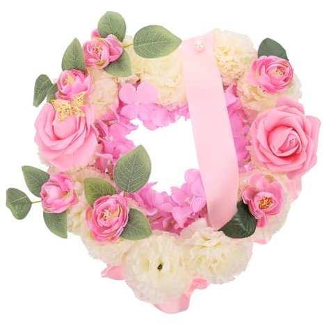 Cabilock Couronne De Fleurs Artificielle pour Cimetière Couronne Deuil Forme De Cœur Décoration Funéraire sans Entretien