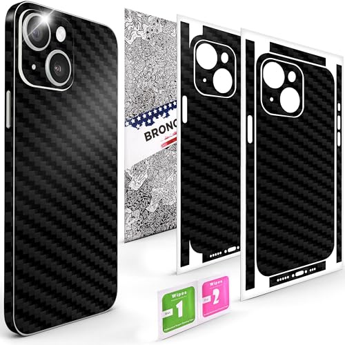 BRONOSKINZ 2Pcs Skin Wrap Compatible for iPhone 14 – Slim Decal Vinyl Protective Film for Sides & Back – Sleek Fit, Premium Look – Compatible with All iPhone 14 Cases - Carbon