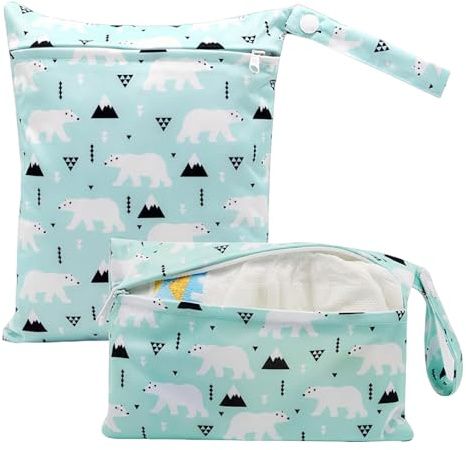 Generico Borsa per Pannolini,2 Pezzi Organizzatore Pieghevole Impermeabile Neonatale - Borsa Per Biancheria Bagnata E Sporca,Per Costumi Da Bagno Pannolini Salviette Abbigliamento Da Nuoto Vestiti