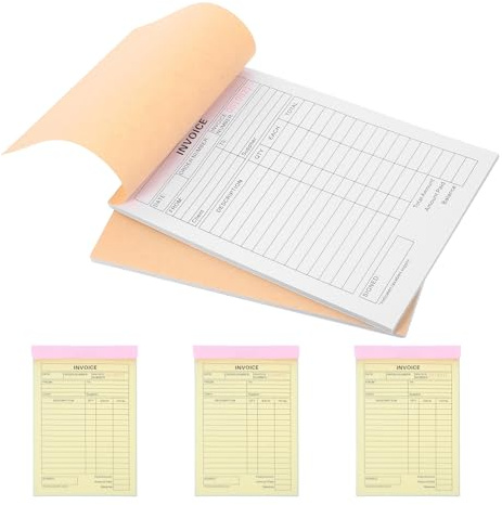 Happyyami 5 talonarios de facturas: libro de recibos autocopiativo de 3 partes - Hoja de órdenes de compra de 60 páginas para pequeñas empresas - Bloc de recibos manual para suministros de oficina