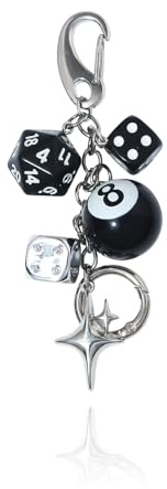 CVNRCLP Y2K Schlüsselanhänger, Würfelanhänger mit Billardkugel Nr. 8, ästhetisches Accessoire, niedliches Taschen- und Handtaschenzubehör, für Männer und Frauen geeignet