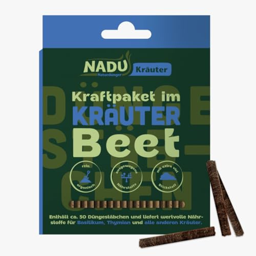 NADU Naturdünger, organischer Kräuterdünger, 50 Düngestäbchen – Langzeitwirkung, reichhaltige und geschmacksintensive Ernte, haustierfreundlich, Made in Germany