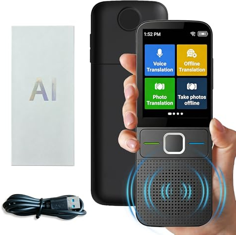 T10 Appareil De Traduction IA – Sans Wi-Fi,138 Langues En Ligne + 17 Langues Hors Ligne,Traduction Instantanée 2 Sens,Traduction Vocale Réel,Prise En Charge De La Traduction IA,Photo+Enregistrement