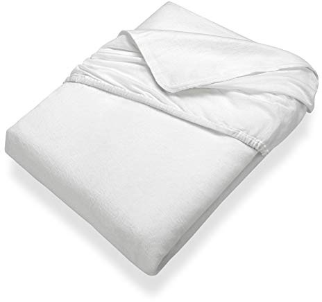 SETEX Kalmuck Spannbetttuch, 180 x 200 cm großer Matratzenschoner, 100 % Baumwolle, Classic, Weiß